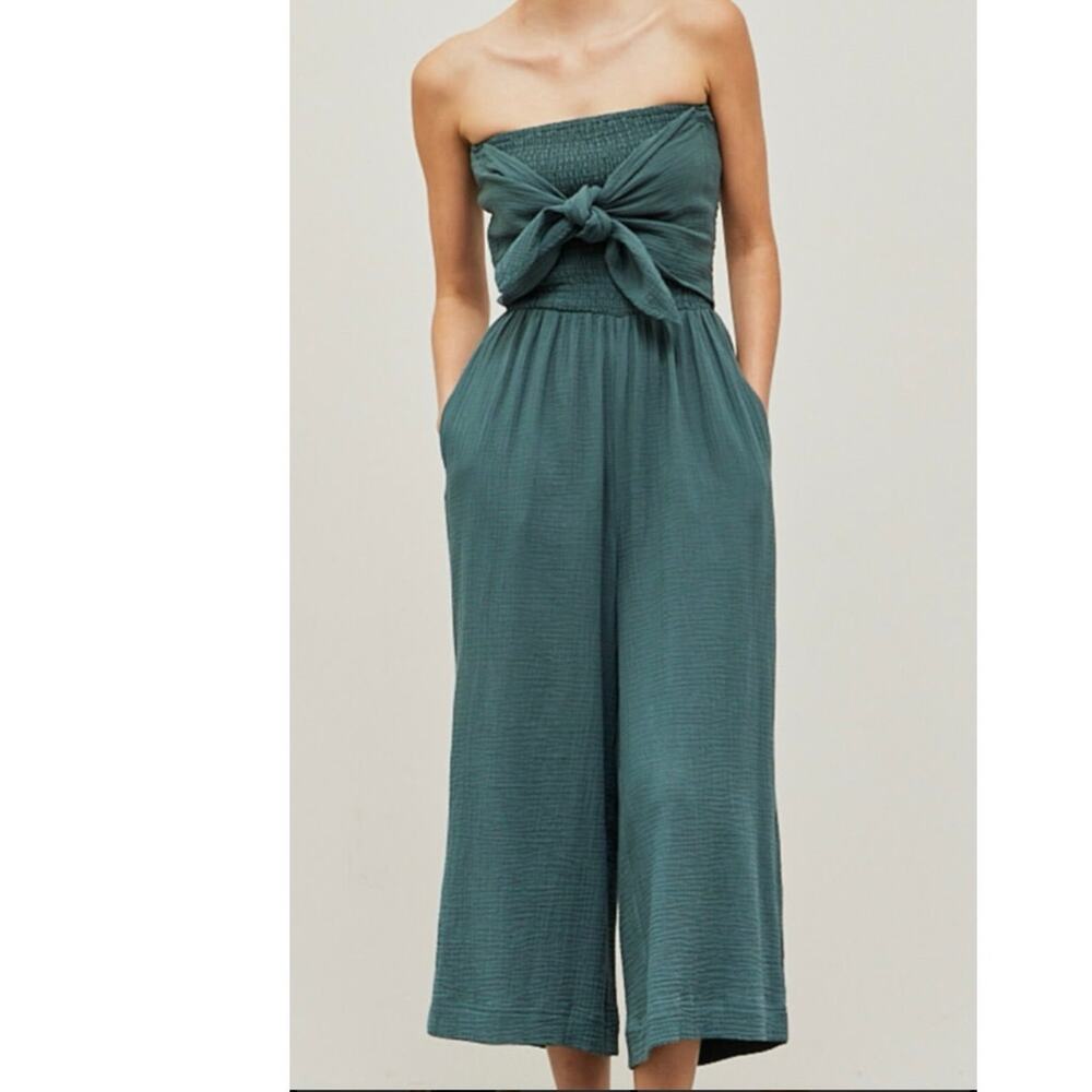 Grade & Gather Tie Front Gauze Jumpsuit Size Medium